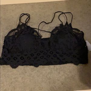 Black crochet bandeau/tube top tank